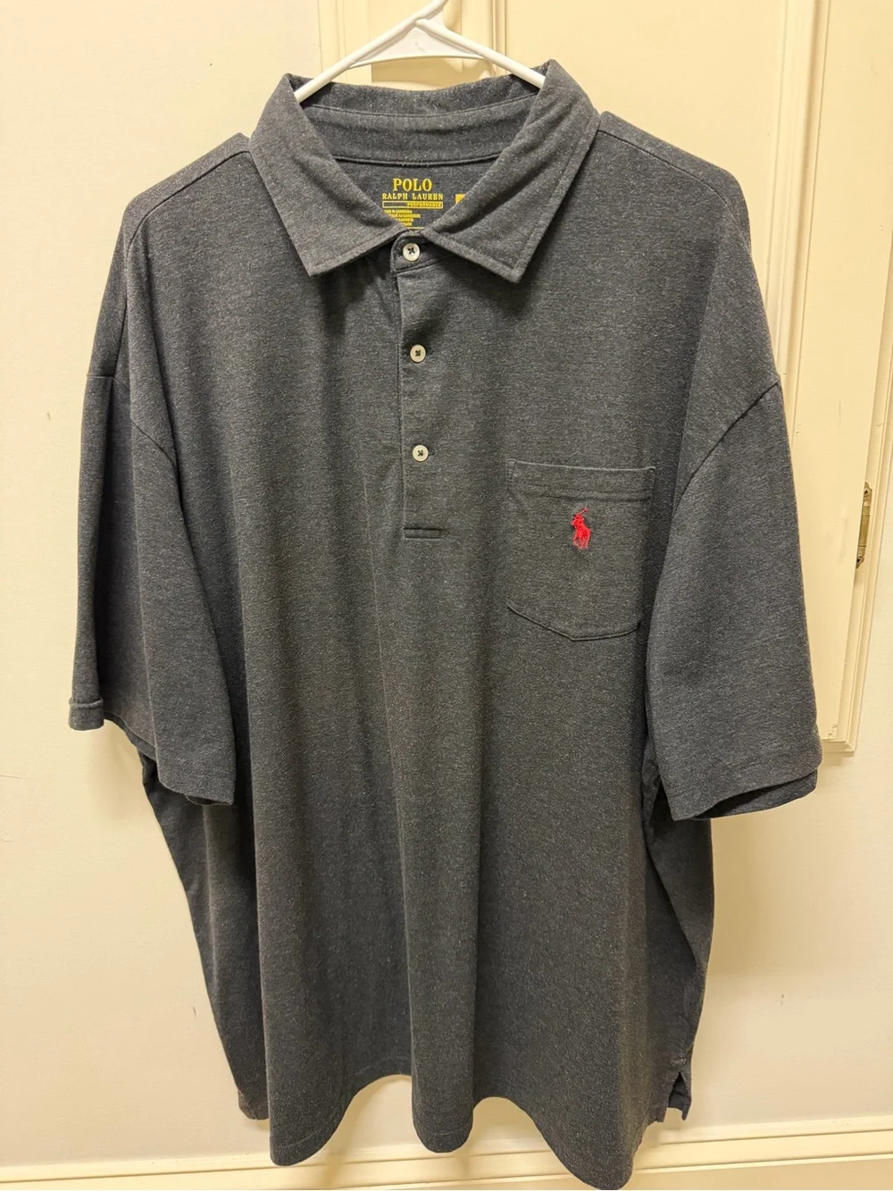 Polo by Ralph Lauren Men’s Charcoal Gray Short Sleeve Polo with Red Pony